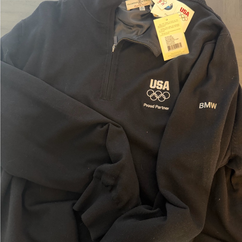 Fairway & Greene Black Merino Wool Zip Up Sweater